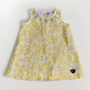 Juicy Couture Baby Girl Size 5 Dress Yellow Flower Floral Lace Sequin Designer